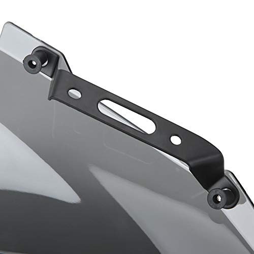 Qiilu Motorcycle Windshield, Motorcycle Windscreen Light Gray Sport Style Add-on Windshield Fits for
