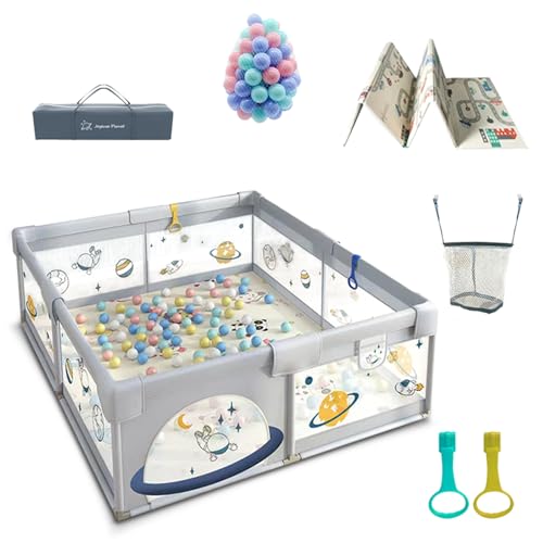 Joyeuse Planet - Parc bébé complet avec Tapis, Parc bébé en Tissu Oxford, Centre d'activités intérieur et extérieur, Parc De Jeux Bébé avec Filet...