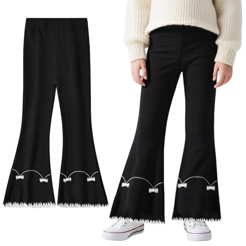 FILOWA Leggings Acampanados para Niñas Algodón Bootcut Elásticos