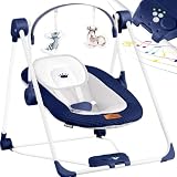 KIDIZ® Babywippe Babyschaukel mit 5 Geschwindigkeitseinstellungen zusammenklappbarer Baby Wippe...