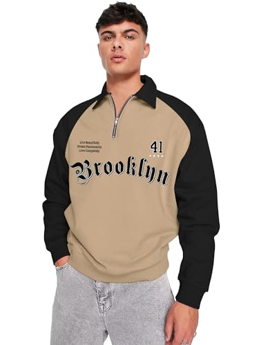 Jump Cuts Men's Beige Oversized Fit Cotton Blend Polo Neck T-Shirt