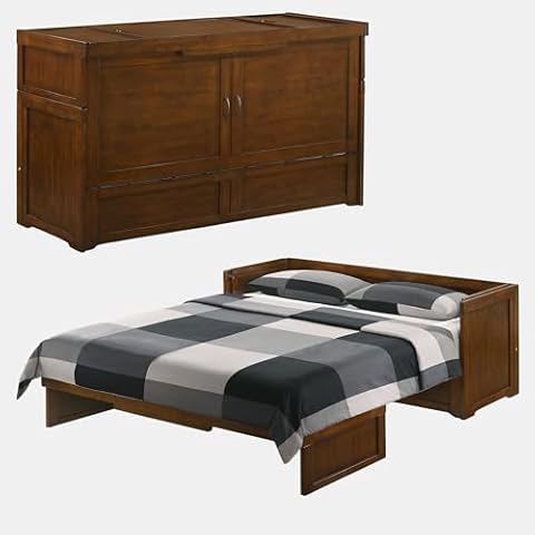 NIGHT & DAY Furniture Murphy Cube Cabinet Bed (Black Walnut, Queen) Cover