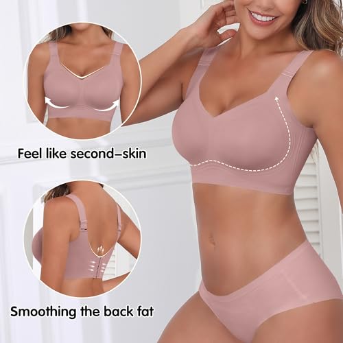 Image of Womens 2025 Seamless Wireless Supportive Bra Push Up Comfort Soft No Underwire Full Coverage T-Shirt Bras (M-4XL)