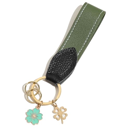 Porte-clés fleur en cuir véritable pour retrouver facilement vos clés de voiture