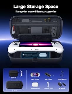 JSAUX Carrying Case for Lenovo Legion Go / Go S / Go 2, Large Capacity Hard Travel Pouch, Screen Protector Cover with Hand Grip, Storage Bag for Console, Controllers and Dock – Black