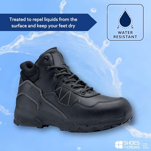 Image of Shoes for Crews Piston Low and Mid, Men's, Women's, Unisex Soft Toe Slip Resistant Work Shoes, Water Resistant, Black