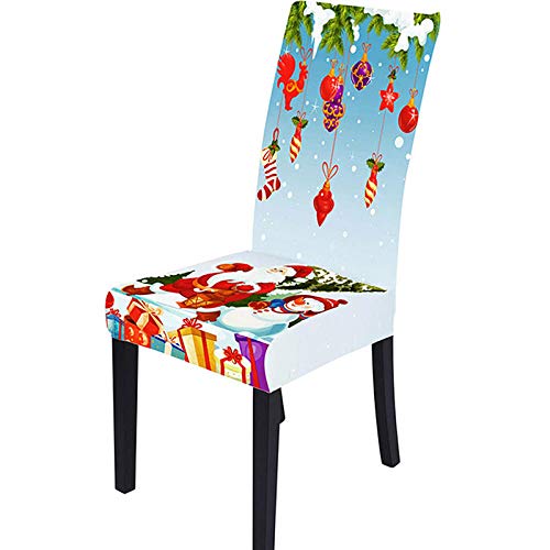 AHSNJ Stuhlbezug Treffen Stuhlbezüge Weihnachtsanhänger Elastic Chair Cover Schneemann Santa Claus Stuhl Schonbezüge Dining Hotel Bankett Dekor 6Pcs Cover