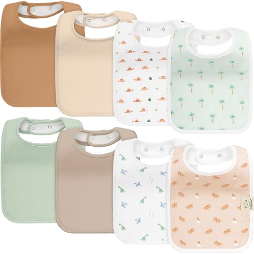Image of KeaBabies 8-Pack Organic Baby Bibs for Boys, Girls - Super Absorbent Cotton Drool Bibs for Baby Girl & Boy, Teething Toddler, Drooling Newborn, Ultra Soft & Machine Washable (Roarsome)