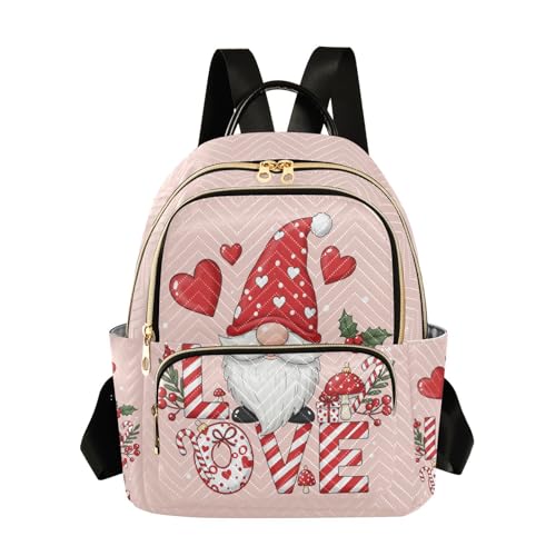 ALAZA Gnome Love Valentines Small Backpack Purse for Women Travel Bag Lightweight Shoulder Bag Fashion Dayback