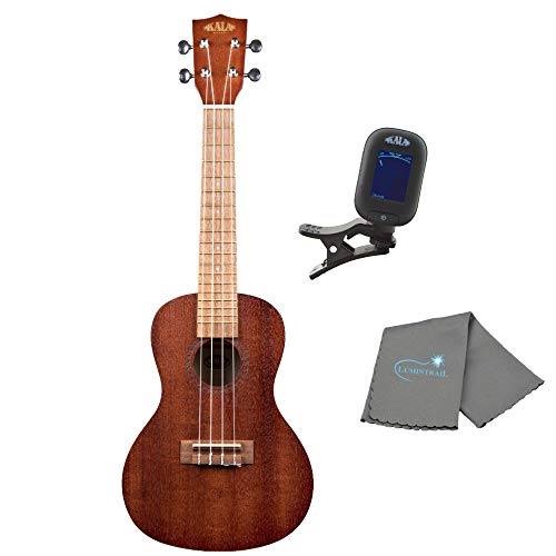 Kala Satin Mahogany Concert Ukulele KA-15C Bundle with a Kala Tuner and Lumintrail