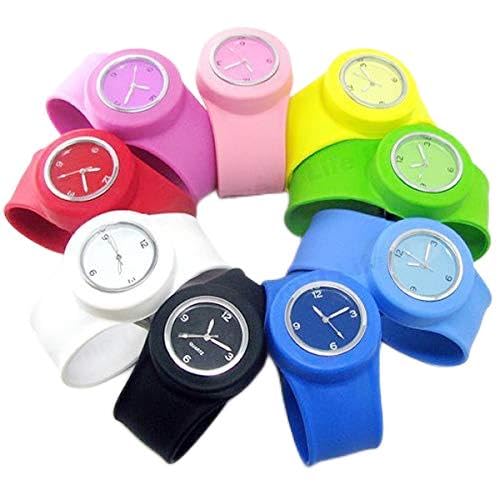 Generico Plastica Colorata Unisex Gomma Bambini Slap Orologio da Polso