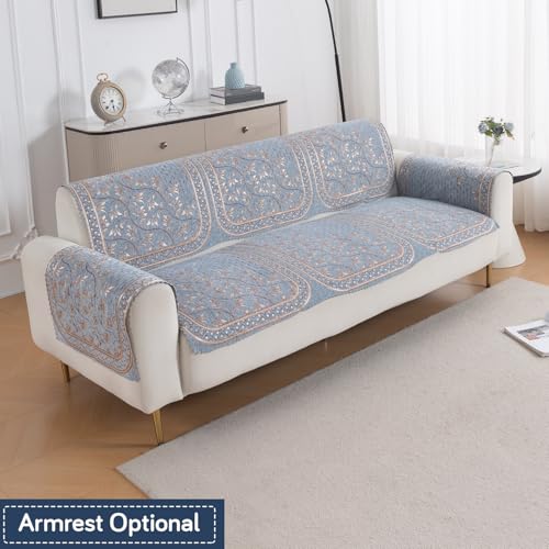 Image of HOKIPO Neel Baari Premium Chenille Jacquard Sofa Cover for 3 Seater for Seat & Back, 'Royal Aangan Series' (IN-1008-L3*2)