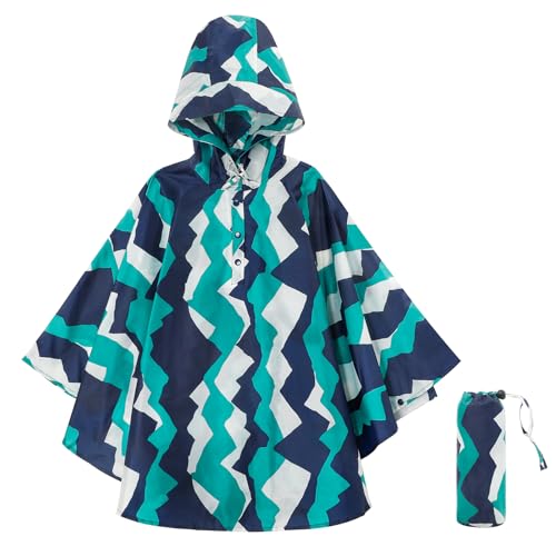 KAKU NANU Rain Poncho Kids Rain Coat Boys Girls Waterproof Poncho with Hood Raincoat Blue 3 4 5 Years 3-4 4-5 Years
