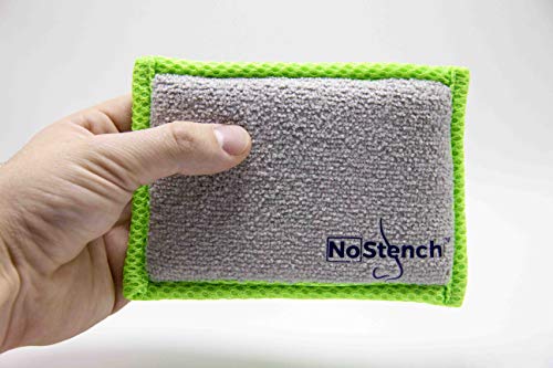 Nostench Kitchen Sponge | Odor Resistant, Non-Scratch Microfiber Mesh And Terry Cloth Sponge, No Odor, Long Lasting Odor Protection | Durable Odor Free Lifestyle Product | 4 Pack #TOP2