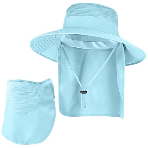Image of Sun Hats for Men Women Fishing Hat UPF 50+ Breathable Wide Brim Bucket Hats Summer UV Protection Safari Hat with Neck Flap