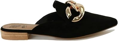 Beast Fashion Womens Buckle Mules Flat Mules Pointed Toe Mules Backless Mules Fashion Mules Slip on Slides Loafer Shoes