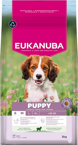Eukanuba, alimento seco para Cachorros con Cordero y arroz para Razas pequeñas y Medianas, alimento seco Premium para Perros Junior, 3 kg