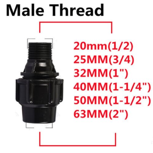 Conector rápido de tubería duradero en plástico PE macho hembra 3