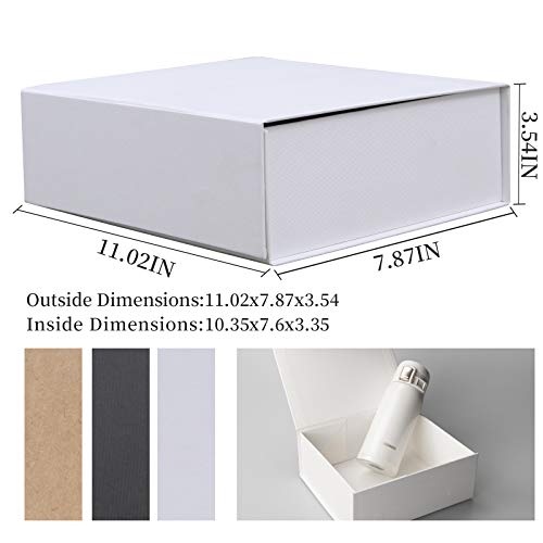 Image of Rsgift White Gift Box 11x7.8x3.5 Wedding Gift Box with Lids Groomsman Wedding Empty Durable Storage Box with Magnetic Halloween,Christmas,Thanksgiving Day