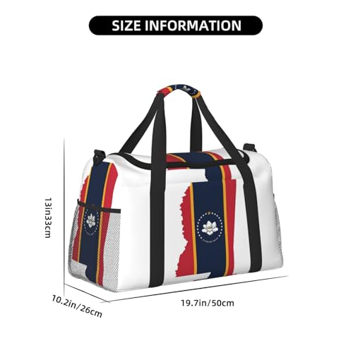 Mississippi State Flag Map print Travel Duffle Bag Gym Bag for Women,Puffer Tote Bag,Weekender Overnight Bag Organizer4