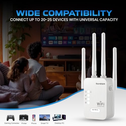 Image of GameSir WiFi Repeater 300Mbps Wireless Range Extender | 4 High-Gain Antennas | WiFi Signal Booster for Home, Office, | Supports WPS, AP & Repeater Mode (7)
