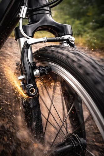 Image of Universal Bicycle V-Brake Set Front & Rear - Alloy Rim Brake Kit with Levers, Cables & Pads | Complete Mechanical Cycle Brake Replacement for MTB, Road & Hybrid Bikes (Black)