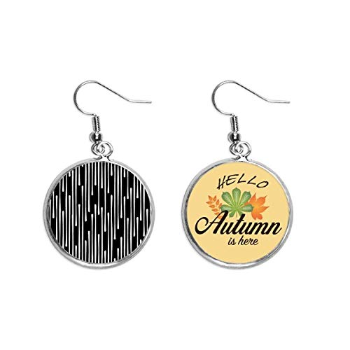 Pendientes de hojas otoñales Drip Line Art colgantes con patrón para lóbulo de oreja