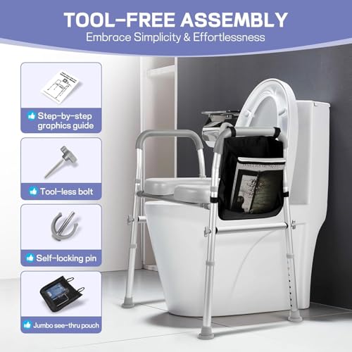 Image of iDream Raised Toilet Seat with Handles - Padded, Adjustable Height & Width, Heavy Duty 160kg Support, Fits All Toilets, Ideal for Seniors, Bariatric, Handicap, and Post-Surgery Use