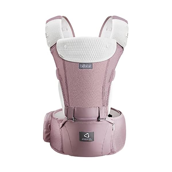 Bebamour Babytrage für 0–36 Monate, 3D-Air-Mesh-Babytrage-Rucksack, zugelassen nach Sicherheitsstandard, ergonomischer Baby-Hüftsitz, 6-in-1-Fronttrage (3D Air Dusty Pink)