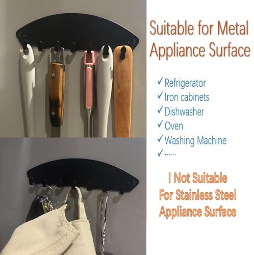 Magnetic-Hook-Rack-Magnetic-Key-Holder-for-Wall-7-Hooks-Wall-Mount-Keychain-Hanger-for-Refrigerator-Metal-Cabinet-Grills-Dishwasher-Black