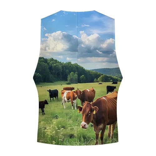 Farmhouse Cows Novelty Men's Suit Vest Casual Formal Dress Vests Business Waistcoat4