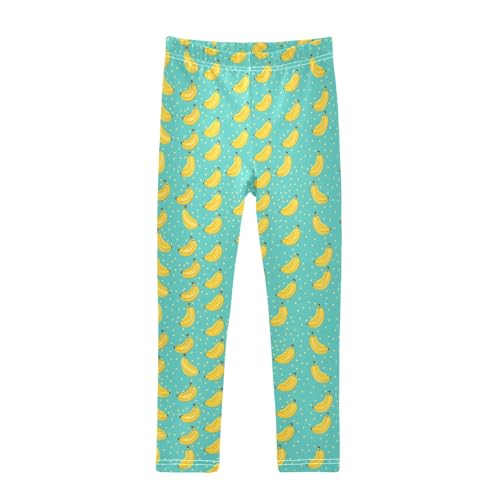 senya Girls Printed Leggings Yoga Pants Mint Green Banana Pattern for Kids in 4t to 10 Years, 4T