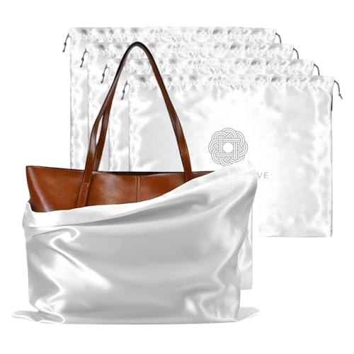 Image of Silk Dust Bag for Handbag, Purses, Shoes, Boots - Silk Drawstring Dustproof Storage Pouch, Reusable and Travel Organizers (4, White, 16in x 20in)