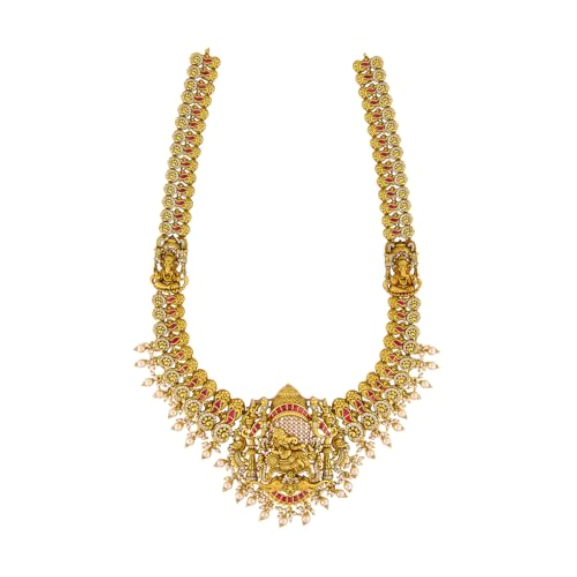 Women's KUSHAL'S Ruby Gold Plated Antique Long Necklace