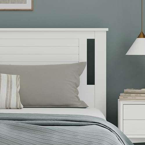 ComfIQ Serene Poplar Wood King Size Headboard in White, Modern Farmhouse Panel with Horizontal Scoring, Casual Coastal Style, Easy Assembly, Quality Materials - Image 5