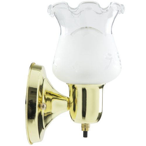 Image of Sunlite 04530 4.5-Inch Tulip Shaped Wall Mount Light Fixture, Polished Brass Finish, 60W A19 Max Bulb, Medium E26 Base, 120 Volts, Built-in Switch, ETL Listed, For Hallways, Living Room and Office Use