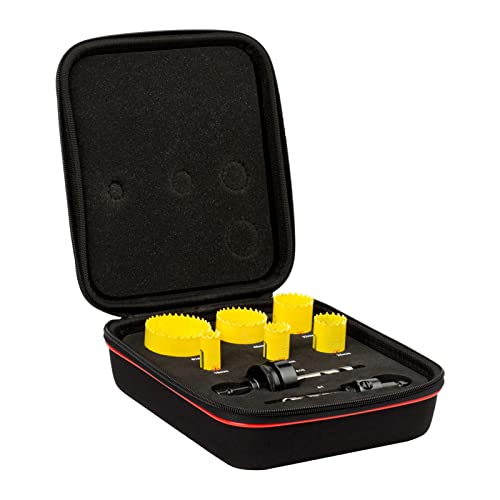 Starrett Bi-metal Hole Saw Kit - 8-Piece KFC06021 Fast Cut Electricians Hole Cutter Kit with Arbors - Compatible with Bosch Dewalt Hitachi Festool Milwaukee 2 Starrett Bi-metal Hole Saw Kit - 8-Piece KFC06021 Fast Cut Electricians Hole Cutter Kit with Arbors - Compatible with Bosch Dewalt Hitachi Festool Milwaukee - Image 2