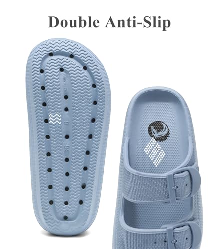 Image of Haifago Cloud Slide Sandals for Women Comfort Recovery Pillow Sandal, Lightweight House Bathroom Shower Slippers Adjustable Double Buckle Platform Slide
