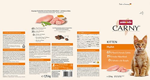 animonda Carny Kitten Huhn (1,75 kg), Kitten Trockenfutter für wachsende Kätzchen, Katzenfutter ohne Getreide und Zucker, Katzentrockenfutter mit 65% Fleisch und tierischen Zutaten (Packung mit 2)