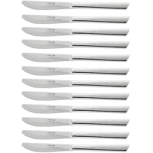 Arcos Series Toscana - Box 12 Pieces Dessert Knife Table Knife - Monoblock of one Piece Stainless Steel 90 mm (3.54 Inch) Silver Colour (12 Piece)