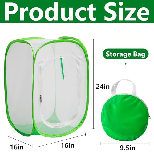 16" x 16" x 24" Pop Up Garden Mesh Plant Cover, Plant Protectors Mesh Plant Enclosure, Garden Net Cage Pest Protection Guard Tent with Storage Bag for Protect Plant Vegetable Fruit from Birds Insects by PURPLE STAR 1N - Used condition - Image 2
