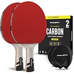 PRO-SPIN Ping Pong Paddles – ITTF Approved Professional Table Tennis Rackets with Carbon Fibre for Superior Control | 7-Ply Blade, Premium Rubber, 2.0mm Sponge (Red, 2-Pack)