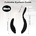 Qjaiune Metal Eyelash Comb Separator, Foldable Eye Lash Separator Tool Stainless Steel Teeth Eye Lash Brush, Folding Eyelash Brush Black Mascara Comb