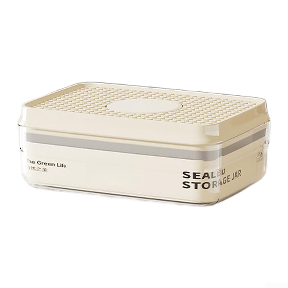 Recipiente hermético cuadrado con junta para cereales – Lata apilable de plástico PET para cocina (0,4 L)