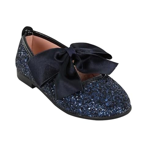Girls' Navy Sequin Mary Jane Shoes Cover