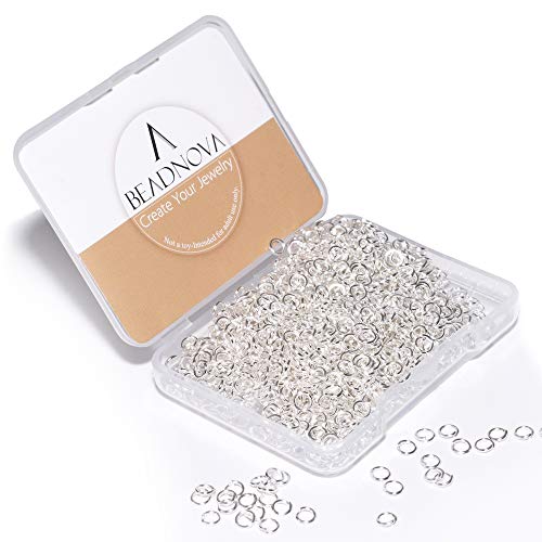 BEADNOVA 4mm Silver Jump Rings for Jewelry Making Open Jump Rings for Keychains and Necklace Repair (1200Pcs)