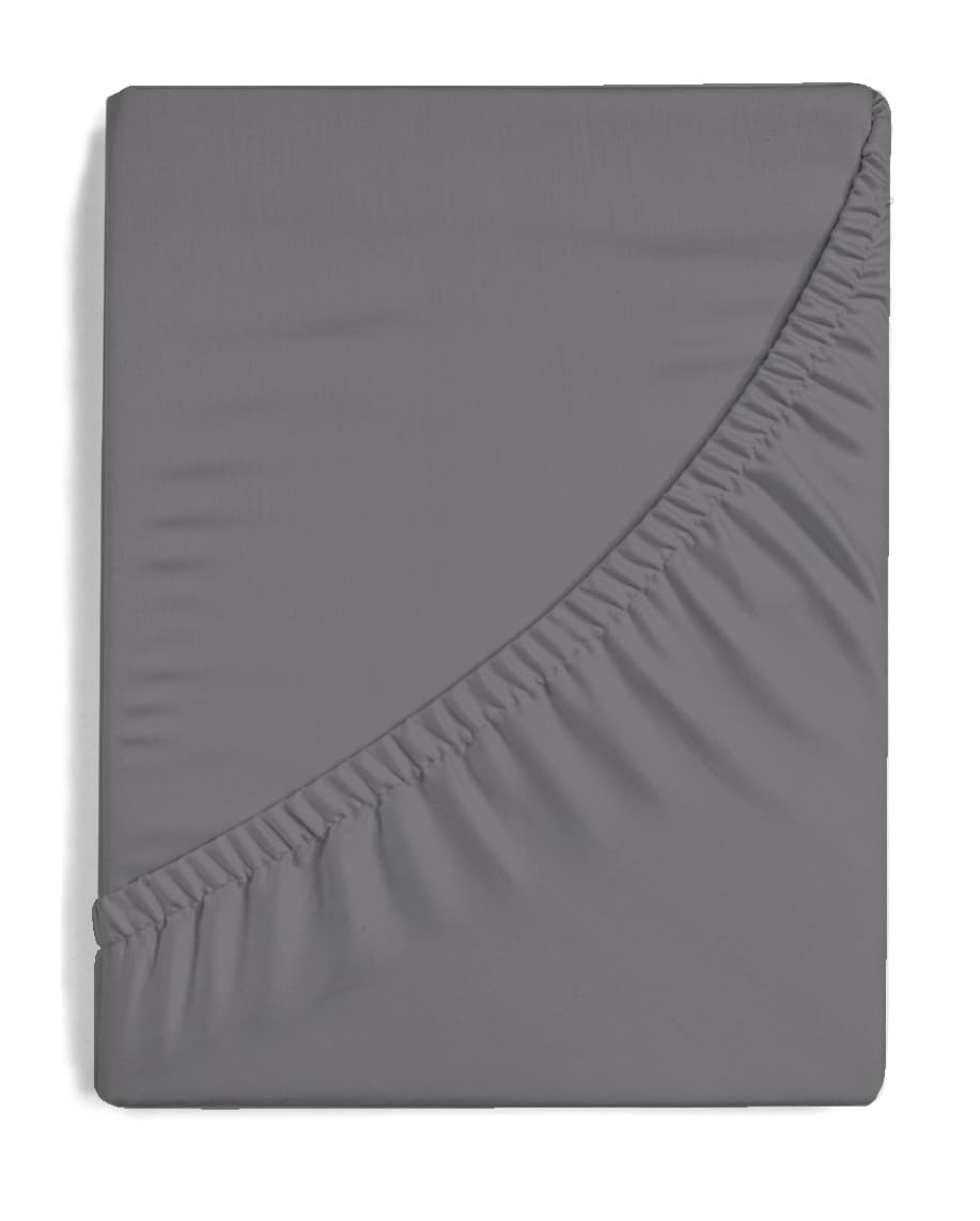 Maple Threads Polycotton Fitted Sheet, 52% Polyester 48% Cotton, Easy Care (Charcoal, King) - Image 3