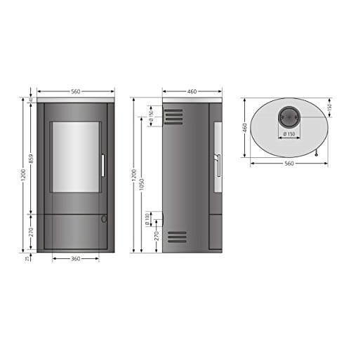JUSTUS Austin Kaminofen 7 kW für Scheitholz und Kohlebriketts Speckstein-Schwarz - 3