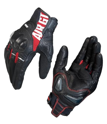 Image of Rynox Air GT 2 Gloves | Short-Cuff Motorcycle Riding Gloves with Impact Protection | Black Red, XL