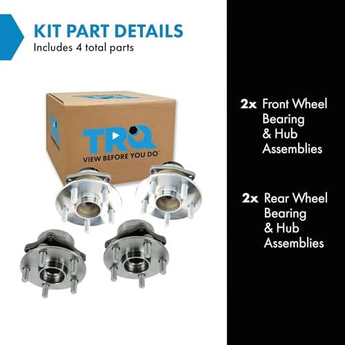Image of TRQ 2 Piece Front Rear Wheel Bearing & Hub Assembly Set Compatible with 2004-2009 Toyota Prius